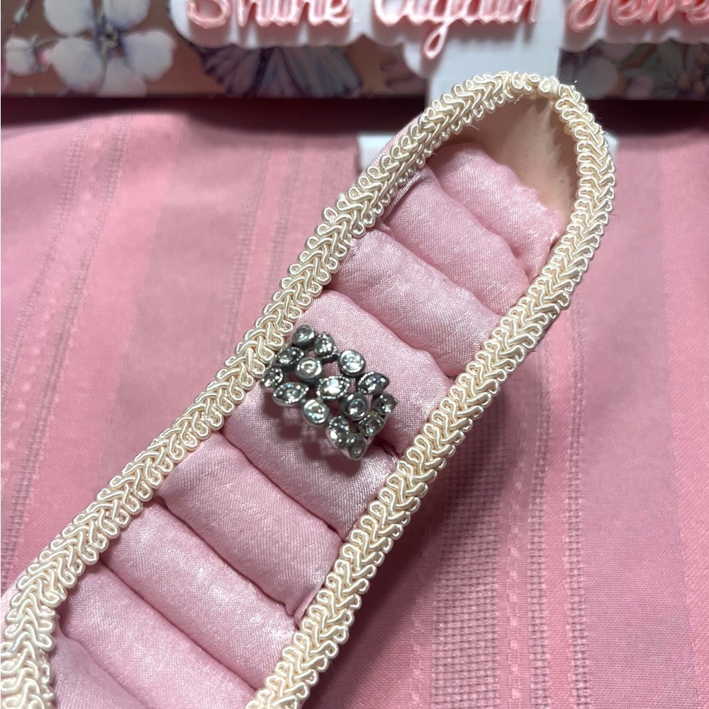 Sterling silver 3 row cz ring size 8